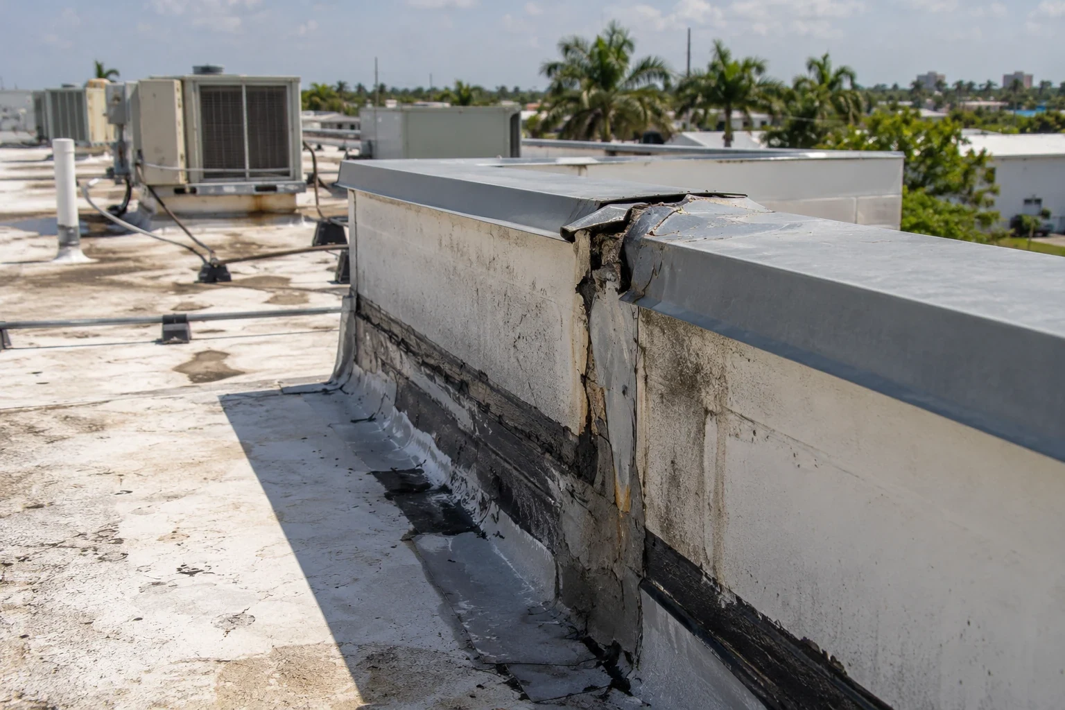 Commercial Roof Flashing Failure Repair in Port St. Lucie, FL